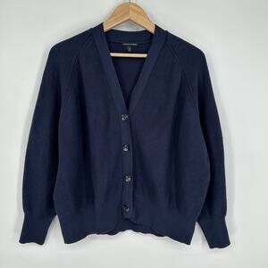 Universal Standard Better-Than-Wool Cardigan V-Neck Sweater, Midnight Blue